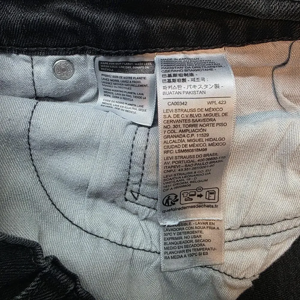 Levi's 559 Jeans Mens 38x30 Black Dark Wash Relaxed Fit Straight Leg Denim